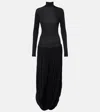 Magda Butrym Asymmetric Pleated Turtleneck Maxi Dress In Black