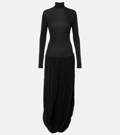 MAGDA BUTRYM ASYMMETRIC PLEATED TURTLENECK MAXI DRESS