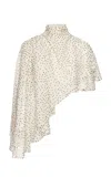 Magda Butrym Asymmetric Polka Dot Silk Capelet Top In Black,white