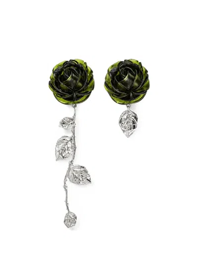 Magda Butrym Rose Drop Earrings In Brass With Resin Details In Multi