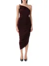 Magda Butrym Asymmetrical Draped Midi Dress In Rot