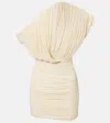 Magda Butrym Asymmetric Ruched Cupro Minidress In White