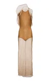 Magda Butrym Asymmetric Silk Dress In Nude
