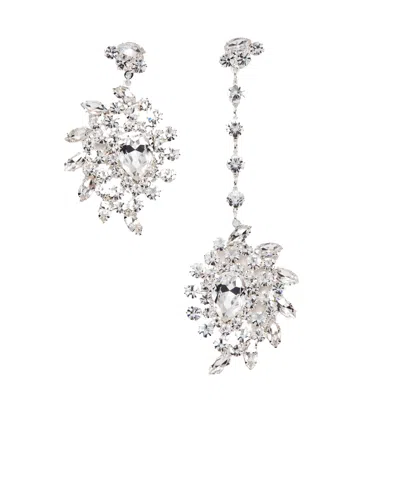 Magda Butrym Asymmetrical Crystal Scattered Dot Pendant Earrings In White