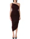 Magda Butrym Asymmetric Ruched Midi Dress In Burgundy