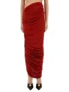Magda Butrym Draped Midi Skirt With Intricate Ruching In Red