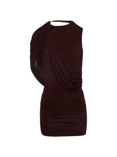MAGDA BUTRYM MAGDA BUTRYM ASYMMETRICAL DRAPED MINI DRESS BORDEAUX