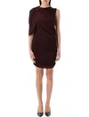 Magda Butrym Asymmetrical Draped Mini Dress In Bordeaux In Burgundy