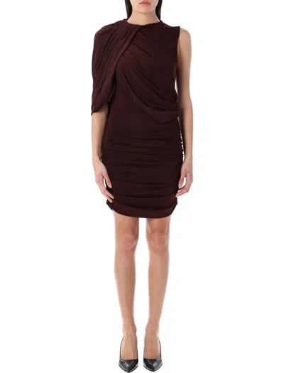 Magda Butrym Asymmetrical Draped Mini Dress In Burgundy