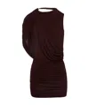 Magda Butrym Asymmetrical Draped Mini Dress Bordeaux In Brown
