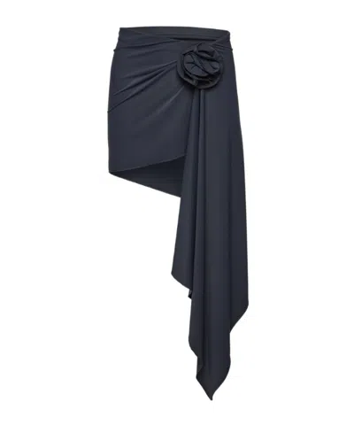 Magda Butrym Asymmetrical Draped Swim Skirt In Grey In Blue