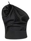 Magda Butrym Asymmetric Ruffled Strap Detail Top In Schwarz