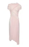 Magda Butrym Asymmetrical Gathered Silk Midi Dress In Pink