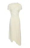 Magda Butrym Asymmetrical Gathered Silk Midi Dress In White