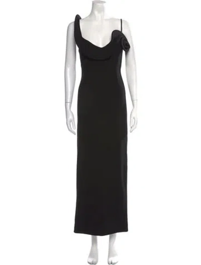 Pre-owned Magda Butrym Asymmetrical Long Dress In Black