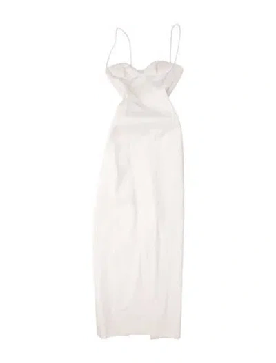 Pre-owned Magda Butrym Asymmetrical Long Dress In White