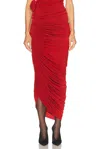 Magda Butrym Draped Viscose Blend Jersey Long Skirt In Red
