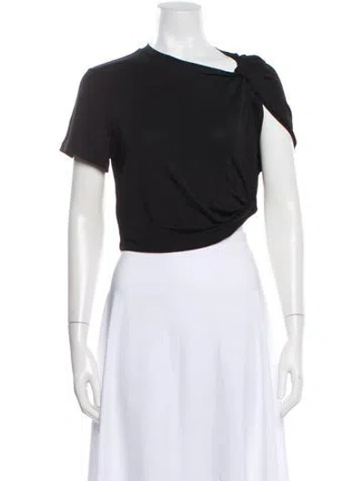 Pre-owned Magda Butrym Asymmetrical Short Sleeve Top In Black