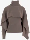 Magda Butrym Asymmetrical Wool Sweater With High Neck And Side Draping In Brown