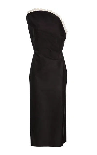 Magda Butrym Avante-garde Silk Midi Dress In Black