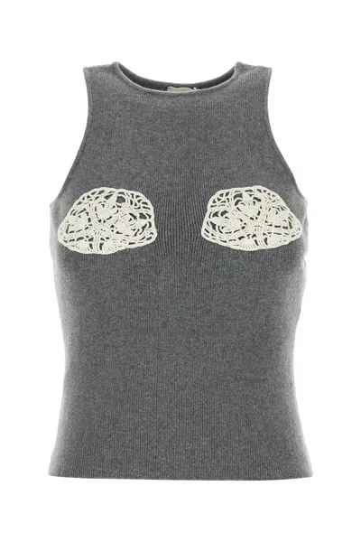 Magda Butrym Grey Cashmere Tank Top In Gray