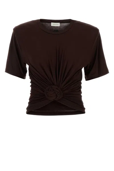 Magda Butrym Short Sleeve Knot Detail T-shirt In Brown