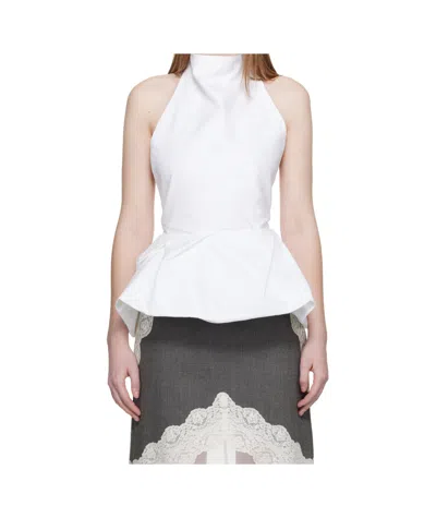 Magda Butrym Backless Ruffled Top In White