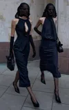 Magda Butrym Backless Silk-wool Midi Dress In Grey