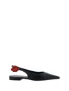 Magda Butrym Point Toe Leather Ballet Flats With Slingback Design In Black