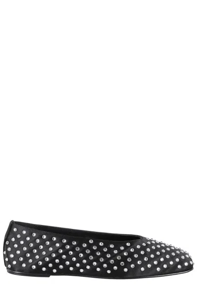MAGDA BUTRYM BALLET FLATS SATIN BLACK CRYSTALS