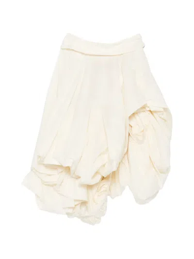 Magda Butrym Balloon-hem Draped Midi Skirt In Neutral