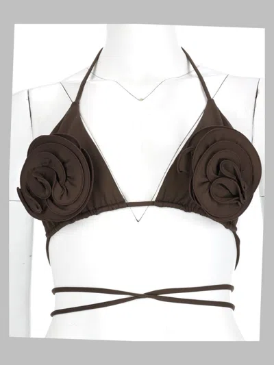 Magda Butrym Banded Swimsuit Shell In Polyamide-elastane In Brown