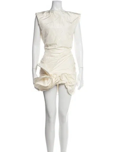 Pre-owned Magda Butrym Bateau Neckline Mini Dress In Neutrals