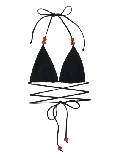 Magda Butrym Bead-detail Bikini Top In Black