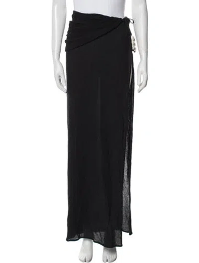Pre-owned Magda Butrym Beaded Accents Long Skirt W/ Tags In Black