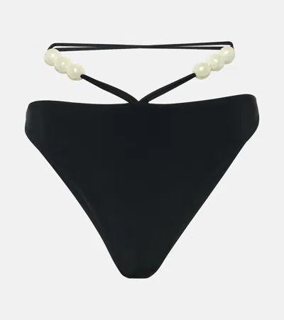 Magda Butrym Beaded Halterneck Bikini Top In Black
