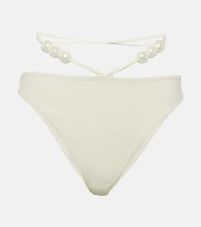 Magda Butrym Jersey Bikini Bottoms W/beads In Nude