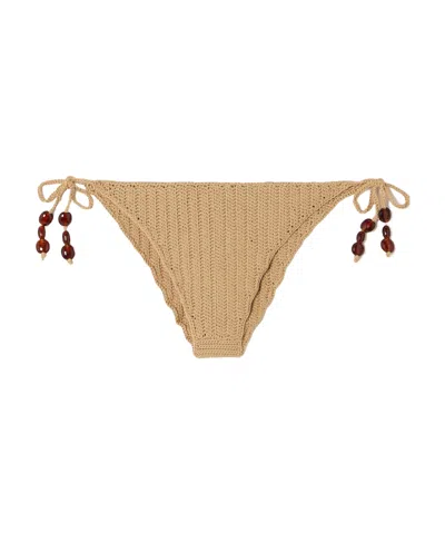 Magda Butrym Bead-embellished Crocheted Bikini Briefs In Nude