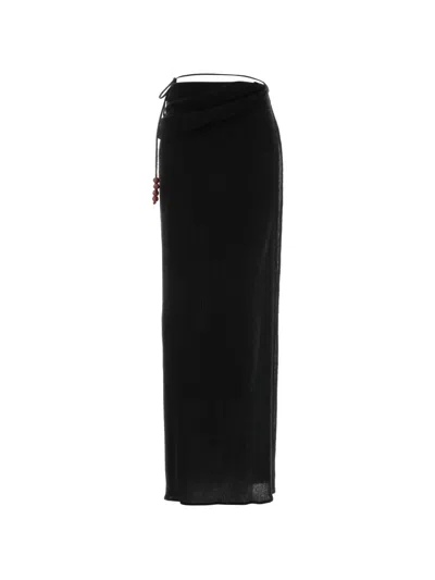 Magda Butrym Beaded Jersey Skirt In Black
