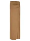 Magda Butrym Long Stretch Viscose Skirt With Side Draping In Beige