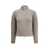 Magda Butrym Turtleneck Zip-front Cardigan In Gray