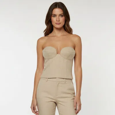 Pre-owned Magda Butrym Beige Cashmere Corset Top S In Sand