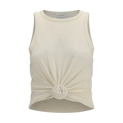 Magda Butrym Beige Cotton Sleeveles T-shirt In Neutral