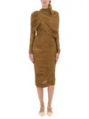 Magda Butrym Draped Midi Dress In Brown