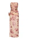 Magda Butrym Beige Floral Print Strapless Midi Dress In Brown