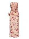 Magda Butrym Beige Floral Print Strapless Midi Dress In Brown