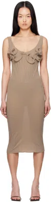 Magda Butrym Beige Flower Bustier Midi Dress In Beige