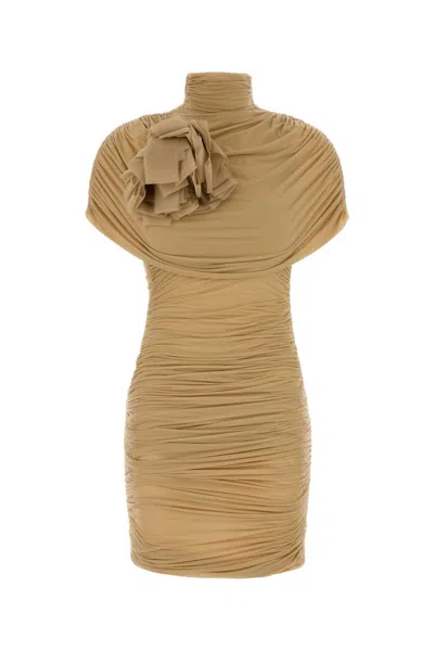 Magda Butrym Jersey Dress One Shoulder High Neckline In Brown