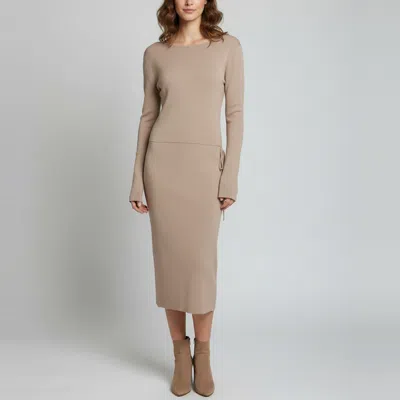 Pre-owned Magda Butrym Beige Knitted Tie-up Top & Open Side Skirt Set S In Sand