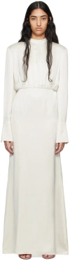 Magda Butrym Draped-detail Silk Gown In Beige